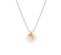 HIOPOIUYT Summers Marine Themed Adjustable Seashells Starfishes Conch Pendant Necklace With 18K Gold Plated Stainless Steel Chain Trendy Conch Necklace