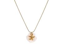 HIOPOIUYT Summers Marine Themed Adjustable Seashells Starfishes Conch Pendant Necklace With 18K Gold Plated Stainless Steel Chain Trendy Conch Necklace