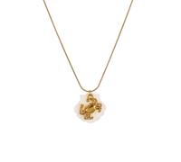 HIOPOIUYT Summers Marine Themed Adjustable Seashells Starfishes Conch Pendant Necklace With 18K Gold Plated Stainless Steel Chain Trendy Conch Necklace