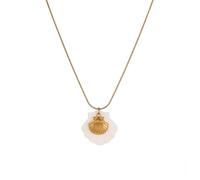 HIOPOIUYT Summers Marine Themed Adjustable Seashells Starfishes Conch Pendant Necklace With 18K Gold Plated Stainless Steel Chain Trendy Conch Necklace