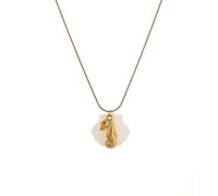HIOPOIUYT Summers Marine Themed Adjustable Seashells Starfishes Conch Pendant Necklace With 18K Gold Plated Stainless Steel Chain Trendy Conch Necklace