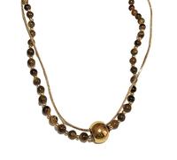 HIOPOIUYT Unique Natural Stone Sun Pendant Stainless Steel Necklace Clavicle Chain For Daily Wear And Evening Occasions Unique Handmade Sun Necklace