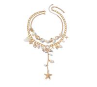 HIOPOIUYT Versatile Conch Shell Pearls Necklace Neckchain For Women Adjustable Clasp Design Pendant Jewelry Gift With Sea Theme Seashells Pendant Necklace Gift