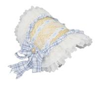 HIOPOIUYT Vintage Straw Hat for Women French Tea Party Hat Lace Patchwork Bonnet Handwoven Sun Hat Cosplay Headgear
