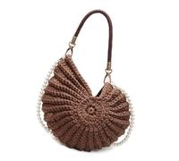 HIOPOIUYT Women Conch Handbag Handwoven Shoulder Bag With Pearls Strap Top Handle Bag Stylish Crossbody Bag Seashells Bag Women Bag Handwoven Crossbody Bag Stylish Handbag Female Fashion Shoulder Bag