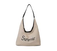 HIOPOIUYT Women Large Capacity Handbag Summer-Beach Bag Seaside Tote Bag Fashion Straw Woven Shoulder Bag Students School Bag Women Straw Woven Shoulder Bag Ladies Beach-bag Students Tote School Bag