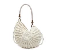 HIOPOIUYT Women Seashells Bag Pearls Strap Shoulder Bag Stylish Handbag Handwoven Crossbody Trendy Messengers For Daily Women Shoulder Stylish Crossbody Seashells Pearls Strap Messenger