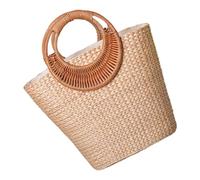 HIOPOIUYT Women Straw Bag Fashion Beach Bag Top Handle Elegant Handbag Stylish Daily Handwoven Vacation For Travel Women Beach Elegant Handbag Straw Daily Girl Vacation For Travel