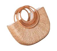HIOPOIUYT Women Straw Bag Fashion Beach Bag Top Handle Elegant Handbag Stylish Daily Handwoven Vacation For Travel Women Beach Elegant Handbag Straw Daily Girl Vacation For Travel