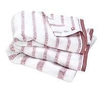 HIORIE Imabari Towel, 2-Piece Bath Towel Set, Stripe Pattern, Red | 24.4 x 47.2 in, Japanese Towels, Absorbent, Quick-Dry, Thin