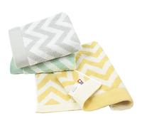 HIORIE Imabari Towel, 3 Piece Hand Towel Set, Japanese Towels, 100% Cotton, Absorbent, Scandinavian Wave Pattern - Slow, Size: 12.9 x 31.1 in, Stone Gray + Citrus + Sage, Made in Japan