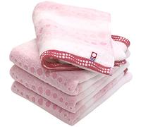 HIORIE Imabari Towel - Claire, 4 Piece Hand Towel Set, 100% Cotton Jacquard, Polka Dot Pattern, Quick-Dry & Lightweight, 13.3 x 31.4 in, Pink, Made in Japan