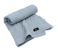 HIORIE Japanese Gauze Blanket, 8-Layered Twin Size, 100% Cotton, Lightweight Soft Breathable All Season, Machine Washable, Smoke Blue, 69x79inches