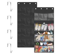 hioseyre 1 Pack Over Door Storage,Hanging Toy storage with 4 Large PocketsBehind the Door Storage,Stuffed Animal S-torage for Wardrobe,Nursery,Bedroom,Bathroom (black)