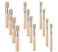 hioseyre 12 Pcs Wooden Stencil Brushes, Children's Paint Brush Set - Acrylic & Watercolour, Animal Hair Bristles, Wood Color - Perfect for Kids Aged 3 and Up
