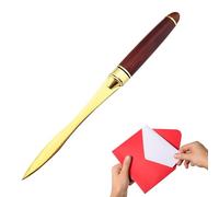 hioseyre 1PCS Handle Letter Opener knife Stainless Steel Knife Split File Envelopes Stationery Handle Portable Envelope Opener for School Home Work Uses (Mahogany gold letter opener)