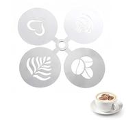 hioseyre 4 Pcs Stainless Steel Coffee Stencils,Personalized Coffee Art and Cake Decor,Coffee Accessories with Barista-Grade Cappuccino Arts Templates for Coffee Cake Decoration
