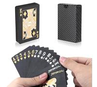 hioseyre Black Gold Playing Cards, Waterproof Deck of Cards, Cool Plastic Playing Cards,Poker Cards for Play Table Games with Family and Friends Gift Party Game (Black)