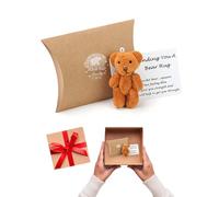 hioseyre Little Pocket Bear Hug, Cheer Up Thinking Of You Card Gifts for Women, Sending You Pocket Hug Token, Miniature Plush Bear Cute Fun Animal Pocket Hug Give Bear Hugs - Brown