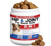 Hip and Joint Supplement for Dog - Glucosamine for Dogs, 25-In-1 Hip and Joint Chews for Dog with MSM,Green Lipped, Turmeric, Yeast, Omega3, Vitamins| Mobility Support for All Ages & Sizes, 200 ct