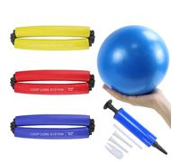 Hip & Core System Set, Resistance Loop Bands Set to Stretch, Core Fitness Glute Workout Bands (3pcs Set and 1 mini Yoga Ball)