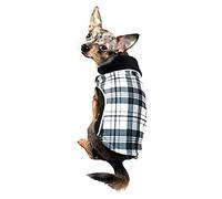 Hip Doggie HD 5PFWBK XS Reversible Polar Fleece Wrap Coat Plaid Dog Jacket, Extra Small, Black