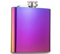 Hip Flask 6oz - Stainless Steel Designer Flask with Skull & Anchor Engraving - Leakproof, Pocket-Friendly Liquor Flask for Whiskey, Rum, Gin (Florescent Purple)