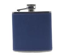 Hip Flask Blue Leather Wrapped Stainless Steel 6oz Perfect for Men and Women Gifts