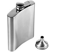 Hip Flask Brushed Stainless Steel with Funnel - 4oz, 5oz, 6oz, 7oz, 8oz, 9oz - Pocket Whiskey Flask for Men & Women - Leakproof & Rustproof - Portable Liquor Bottle for Travel (8oz Flask + Funnel)