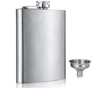 Hip Flask Brushed Stainless Steel with Funnel - 4oz, 5oz, 6oz, 7oz, 8oz, 9oz - Pocket Whiskey Flask for Men & Women - Leakproof & Rustproof - Portable Liquor Bottle for Travel (6oz Flask + Funnel)