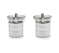 Hip Flask Cufflinks for Men - Onyx Art CK865 Silver-Tone Drinks Cuff Links, Whisky Lover Barware Novelty Gift for Weddings & Formal Shirts