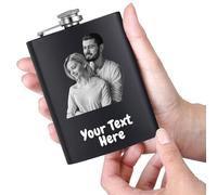 Hip Flask for Men Personalised 8oz Stainless Steel Whisky Flask Custom Engraved with Text and Photos Gift for Dad, Husband, Groomsmen | Fathers Day, Christmas, Wedding Present (Photo customisation)