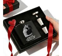 Hip Flask for Men Personalised 8oz Stainless Steel Whisky Flask Custom Engraved with Text and Photos Gift for Dad, Husband, Groomsmen | Fathers Day, Christmas, Wedding Present (Gift Hip Flask)