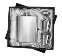 Hip Flask Gift Set of 4, 7 Oz Drinking Flasks for Liquor for Men Women, Stainless Steel Alcohol Whiskey Flask with Funnel & 2 Cups, Metal Pocket Flask Gift Box for Wedding Groomsmen (Silver)