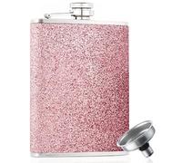 Hip Flask, Hip Flasks for Women, Hip Flasks for Men, Pink Sparkling Pocket Decorative Bottle, Alcohol Flask for Camping, Barbecue, Bar, Party, Drinking Hip Flask(Equipped with a Funnel)