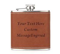Hip Flask Personalised Hip Flask for Men Custom Engraved PU Leather Hip Flasks Whisky Flask Wedding Best Man Gifts for Usher Groomsmen Groom Father of The Bride (Brown, Design 1)