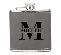 Hip Flask Personalised Hip Flask for Men Custom Engraved PU Leather Hip Flasks Whisky Flask Wedding Best Man Gifts for Usher Groomsmen Groom Father of The Bride (Grey, Design 4)
