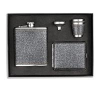 Hip Flask Set Stainless Steel Flask of Gifts for Men 7OZ Bar Party Camping Barbecue Portable Pocket Flask (Shiny Grey)