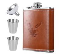 Hip Flask with Engraving, 7 oz Hip Flask, Stainless Steel, Elegant Hunter Gifts for Men, Hunting Accessories, Gift for Hunters, Premium Pocket Bottle Made of 304 Stainless Steel with 2 Tumblers, 1
