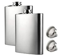 Hip Flask with Funnel, 2 Pack 4 oz Stainless Steel Whiskey Flask 100% Leak Proof, Portable Pocket Hip Flask for Liquor for Men