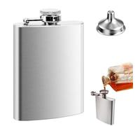 Hip Flask with Funnel, Hip Flask 4 oz, Stainless Steel Whiskey Flask, Portable Pocket Whiskey Flasks for Men Women, Leak Proof, Fit for Hiking Party and Barbecue, Black