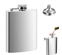 Hip Flask with Funnel, Stainless Steel Whiskey Flask, Hip Flask, Stainless Steel Whiskey Flask, Portable Pocket Whiskey Flasks for Men Women, Leak Proof, Fit for Hiking Party and Barbecue, Black 8 oz