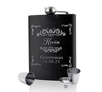 Hip Flasks for Men Personalised Hip Flask Usher Flask Groomsmen Gifts Best Man Gift for Wedding Christmas Custom Engraved 6oz Stainless Steel Flasks for Groom Father of The Bride (design2)