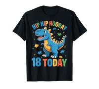 Hip Hip Hooray 18 Today Dinosaur 18th Birthday T-Shirt