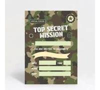 Hip Hip Hooray Camouflage Army Cadets Soldier Birthday Party Invitations Top Secret Mission Adventure Themed Pack of 10 Invites, Green camo,A6