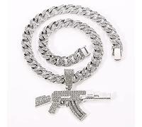 Hip Hop AA Cubic Zirconia Setting Bling Ice Out AK 47 Gun Model Pendants Necklace for Men Rapper Jewelry Gift