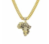 Hip Hop Animal Pendant Necklace Men Women Alloy Cuban Chain 50cm Clavicle Chain Fashion Jewelry Halloween Christmas New Year Gift, Metal, Diamond
