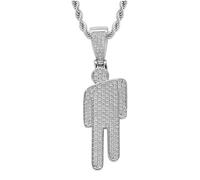Hip Hop Bad Guy Villain Necklace,Crooked Headed Little Man Necklace,Round Head Zircon Couple Pendant Necklaces,Chunky Adjustable and Durable Chain Necklaces,Silver, 60 CM Chain