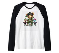 Hip Hop Bear Graffiti Bench Cool Style Raglan Baseball Tee