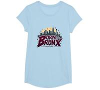 Hip Hop Born in The Bronx Urban NYC Skyline Art T-Shirt, Girls, Baby Blue, Medium